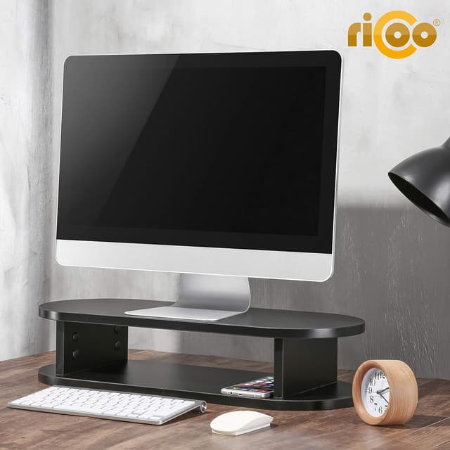 Detalle de RICOO Réhausseur d’écran 60 x 24 x 13 cm FS0116 : support ergonomique avec rangement