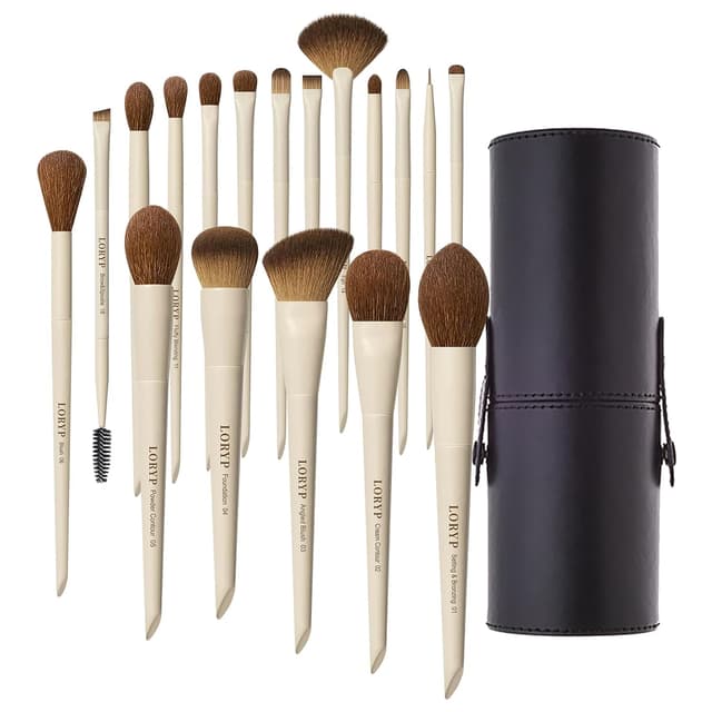 Detalle de LORYP 18-piece makeup brush set with case ๐จ