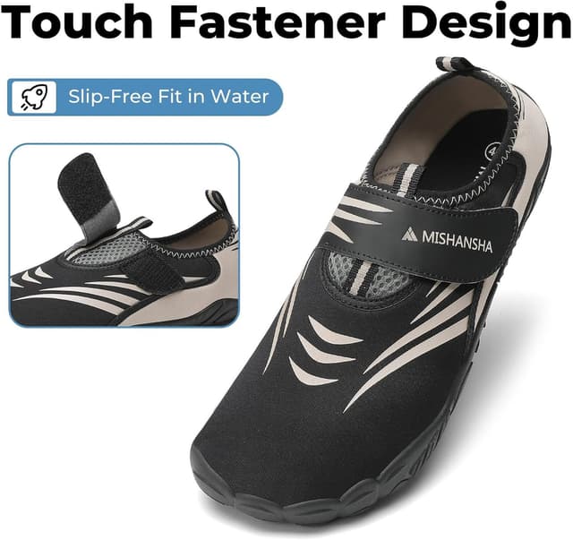 Detalle de Mishansha Badeschuhe mit 5-Zehen-Design, rutschfester Sohle und Schnellverschluss (Gr. 36–46)