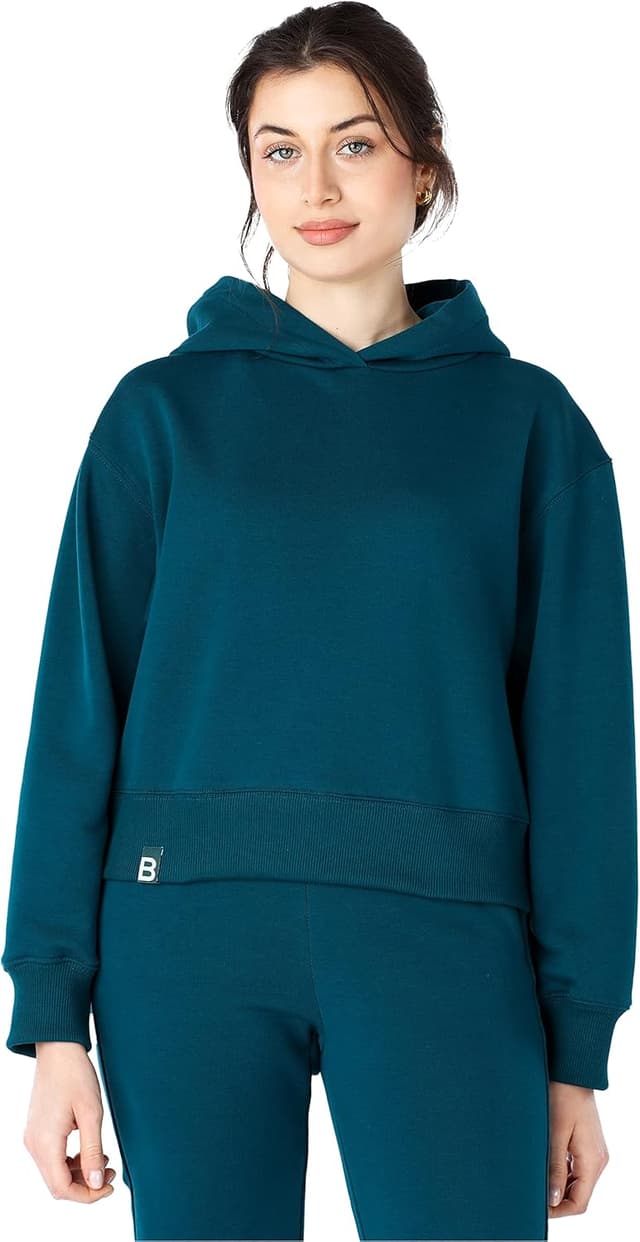 Detalle de Bellivalini Felpe con Cappuccio da Donna Corta BLV208 in cotone, con cappuccio e maniche lunghe