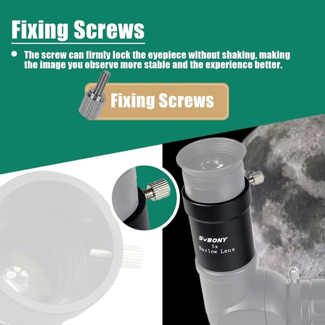 Detalle de Lente di Barlow Svbony 5X 1,25" in lega di alluminio (multistrato completo) per osservazione planetaria e astrofotografia