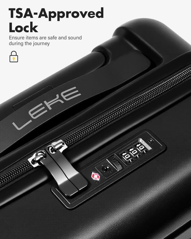 Detalle de Lekesky EasyJet cabin suitcase 45x36x20cm with TSA lock, expandable ABS hard shell and detachable 360° spinner wheels (Black)
