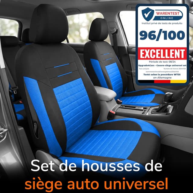 Detalle de upgrade4cars Housses de siège avant universelles Upgrade4cars (set version 2026) en bleu