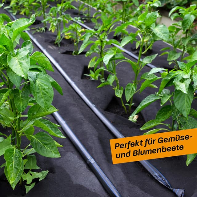 Detalle de Hinrichs Unkrautvlies 50 m – wasserduchlässige Unkrautfolie (50 g/m²) gegen Unkraut