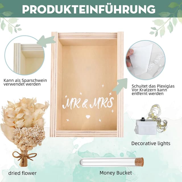 Detalle de Charfia Geldgeschenk zur Hochzeit mit 16 cm