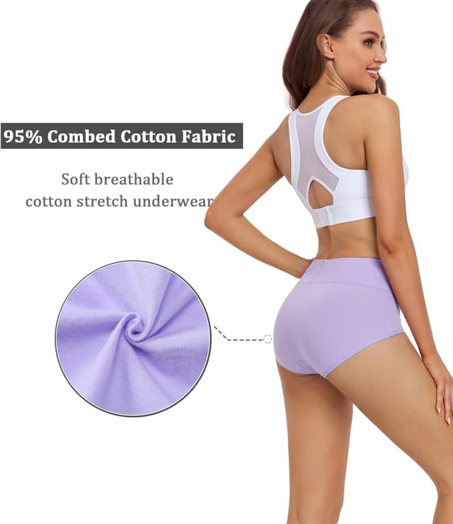 Detalle de wirarpa Damen-Unterhosen aus Baumwolle im 5er-Set – High Waist Taillenslip mit weich umschlossenem Bund
