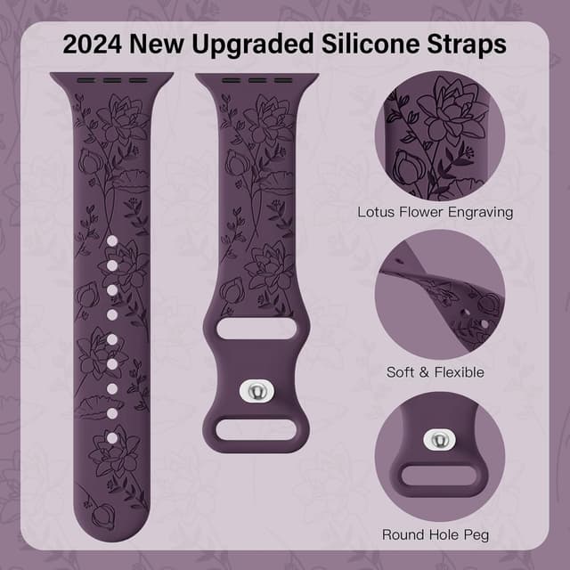 Detalle 2 de Yoohoo Floral Engraved strap for Apple Watch