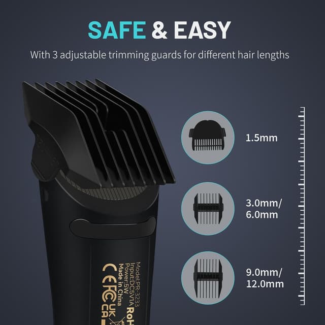 Detalle de PRITECH Manscape Body Hair Trimmer for Men (Waterproof, Ceramic Blades, USB-C Charging)