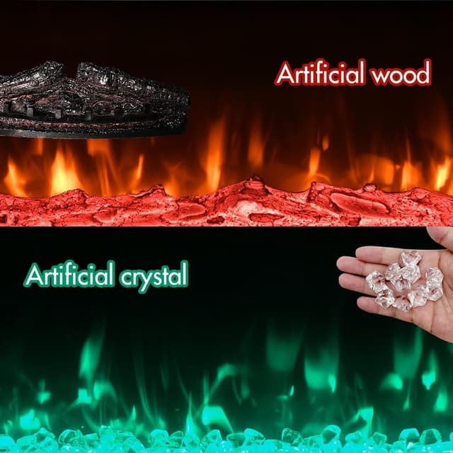 Detalle 2 de M.C.Haus Ultra-Thin Electric Fireplace (102cm) with Low-Noise Heater, 12 Flame & Breath Colours, Touch + Remote