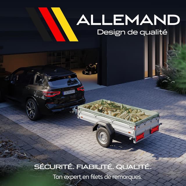 Thumbnail 6 de TRIBURG filet pour remorque 1,5 x 2,7 m avec 6 crochets extenseurs et tendeurs en caoutchouc