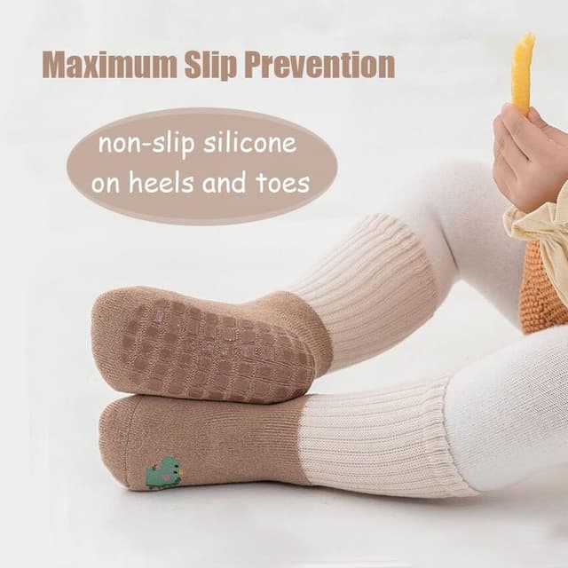 Detalle de FedMois 6er Pack Baby & Kleinkinder Winter-Socken mit ABS-Noppen und breitem Bündchen aus Baumwolle