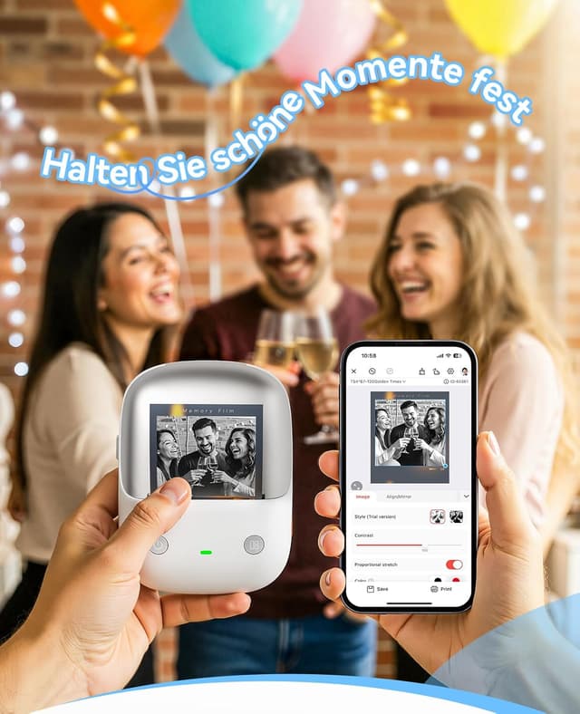 Detalle 2 de NIIMBOT B2 Pro Etikettendrucker mit 300DPI, Bluetooth und wasserfesten selbstklebenden Etiketten (Rot/Schwarz)