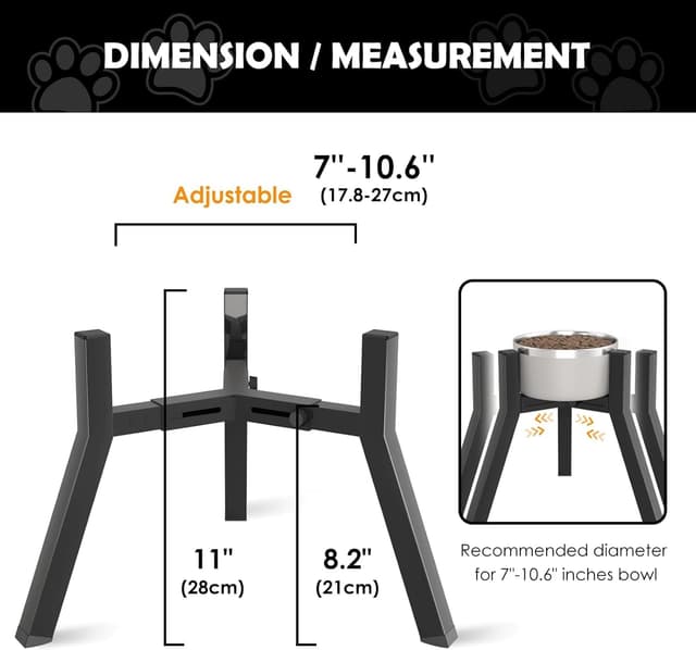 Detalle de ADENGL Supporto per ciotole rialzato per cani di taglia media, larghezza regolabile e bloccabile (7–10,6 pollici)