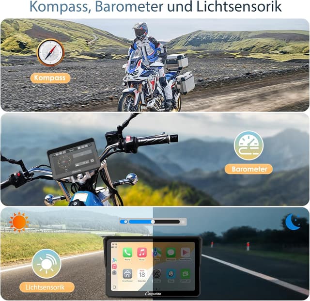 Thumbnail 6 de Carpuride W702T Pro Motorrad CarPlay/Android Auto Bildschirm mit TPMS