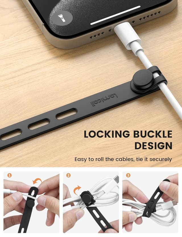 Detalle de Lamicall 10Pack Silicone Cable Ties 13cm