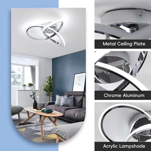 Thumbnail 6 de EIDISUNY 42W Dimmable LED Ceiling Light with Remote Control (40cm, 3000K–6000K, Chrome)