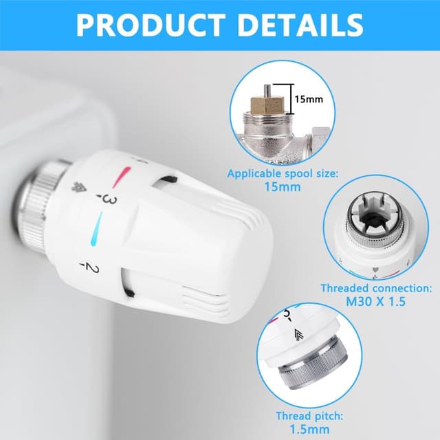 Detalle de Flintronic lot de 3 têtes de radiateur thermostatiques M30 x 1,5 avec protection antigel