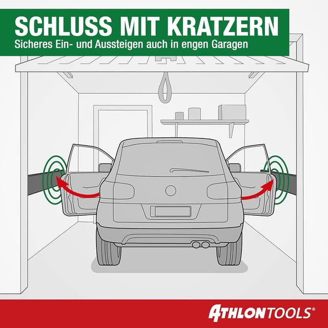 Detalle de ATHLON TOOLS 4X MaxProtect Premium Garagen-Wandschutz selbstklebend (je 40 × 20 × 2,0 cm) – Türkantenschutz, Schwarz