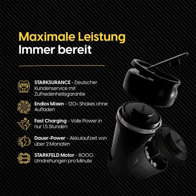 Thumbnail 4 de STARKSHAKE V4 elektrischer Protein Shaker 8000 UPM