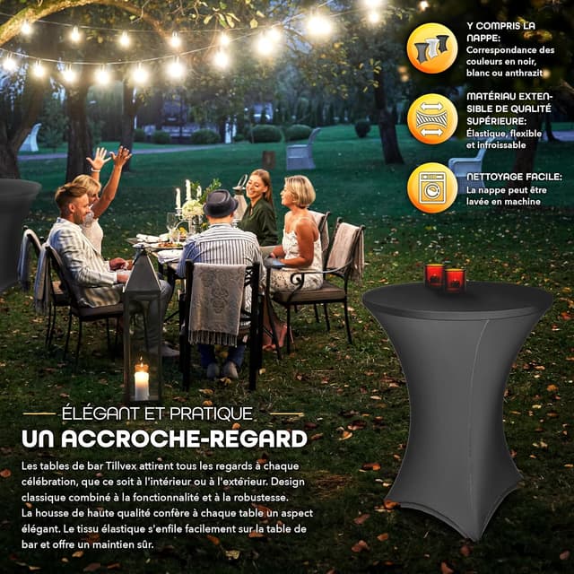 Thumbnail 5 de tillvex® Table de Bistrot Ø 80 cm