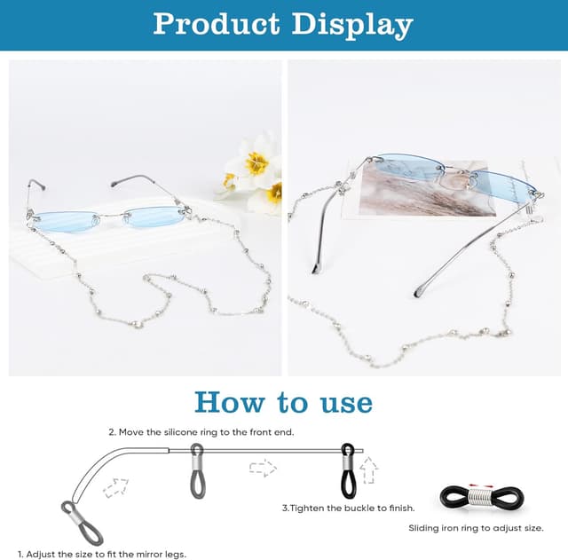 Detalle de MEGAVOW Rimless Rectangle Skinny Sunglasses – Ocean Lens, small narrow retro shades