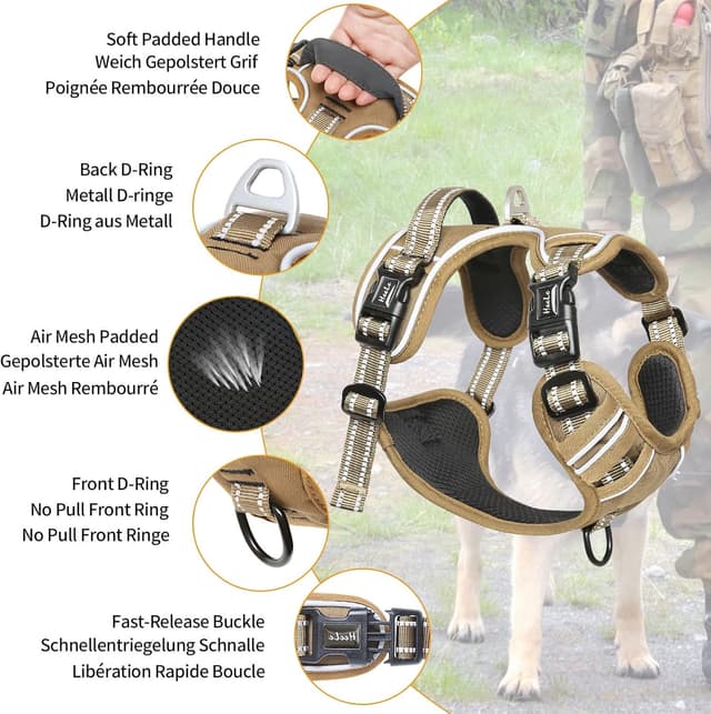 Detalle de HEEELE Dog Harness No Pull Large (Release on Neck) Bronze, L