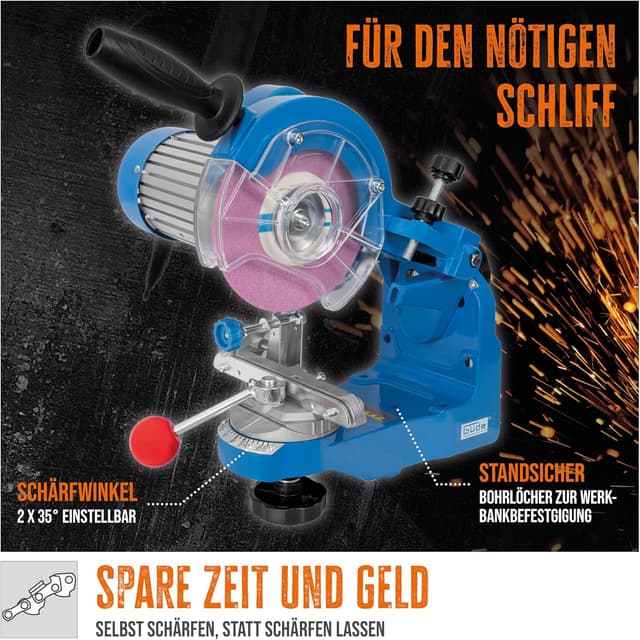 Detalle 2 de Güde Affûteuse d’affûtage de chaîne pour tronçonneuse avec 2 pinces de rechange