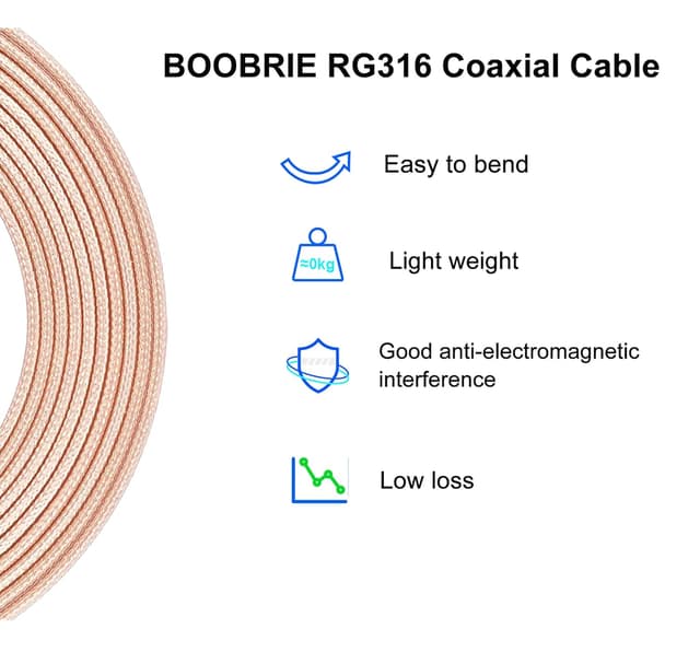 Detalle de Boobrie 30cm SMA Male right-angle to SMA Female RG316 extension cable (2-pack) for WiFi/LTE routers