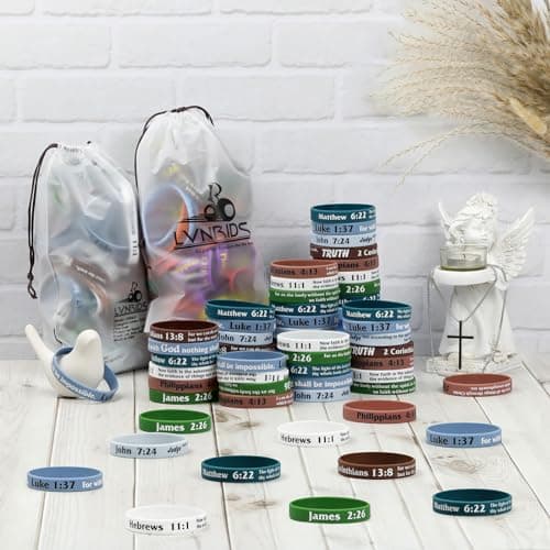 Detalle 2 de LVNRIDS 140 Pulseras de Silicona con Versículos