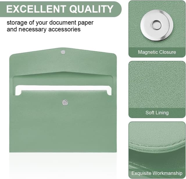Detalle de OFFCUP porte-documents A4 en cuir PU imperméable – lot de 2 pochettes vertes