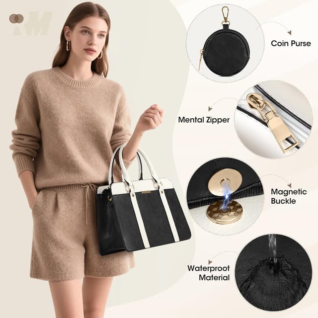 Detalle 2 de RAINSMORE Women’s 3-Piece Handbag Set with PU Top-Handle, Crossbody & Coin Purse