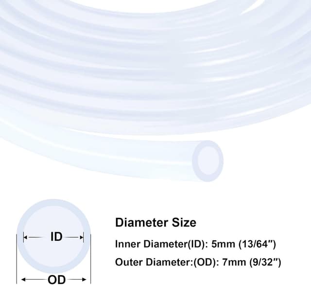 Detalle de iMeistek Silikonschläuche 5 mm Innendurchmesser × 7 mm Außendurchmesser (1 m) – transparenter Silikonschlauch in Lebensmittelqualität