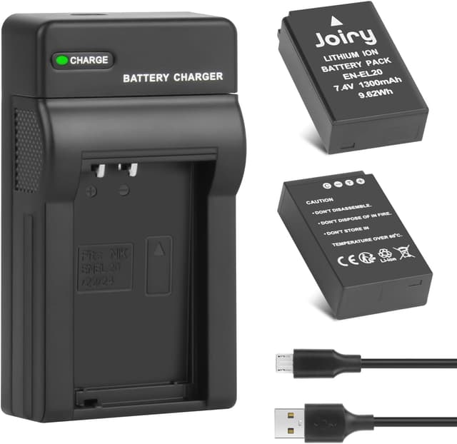 Detalle de Joiry 2x EN-EL20 / EN-EL20a battery and charger set for Nikon Coolpix cameras (1300 mAh)