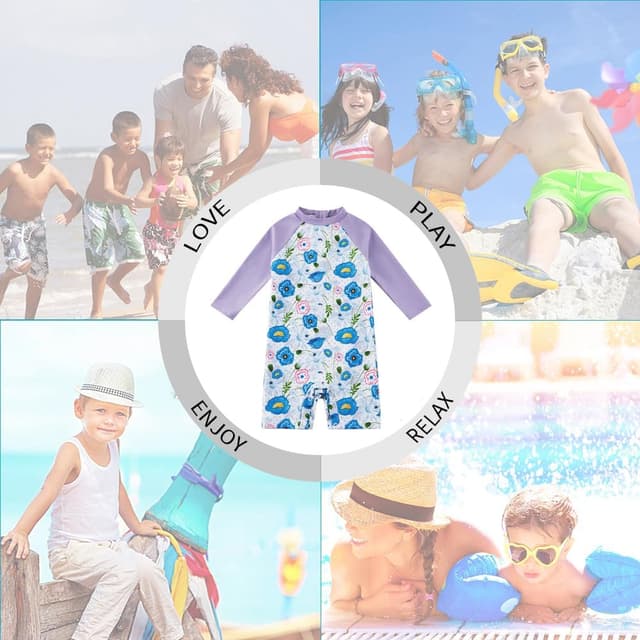 Detalle 2 de upandfast Zipper Baby Zipper Swimwear with Snap Bottom and UPF 50+ Sun Protection (with hat)