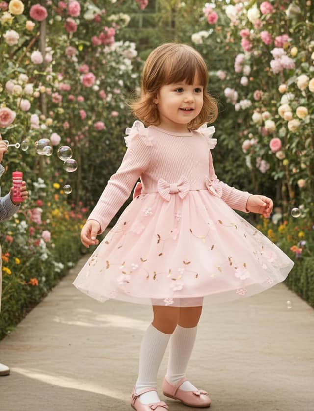 Detalle 2 de PATPAT Robe tutu en tulle pour bébé fille à manches longues