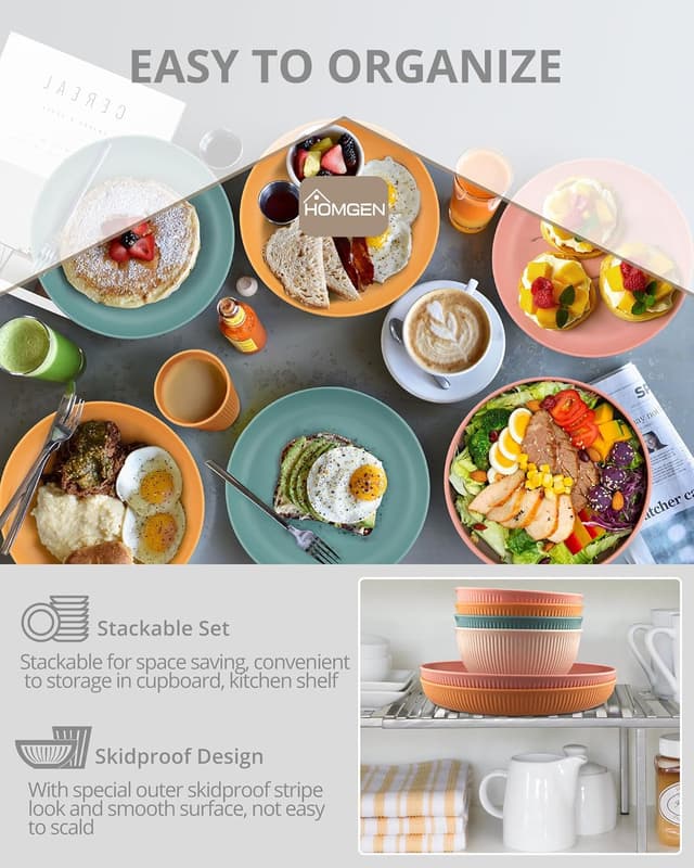 Thumbnail 3 de HOMGEN 12Pcs Plastic Plates and Bowls set — reusable party crockery 🍽