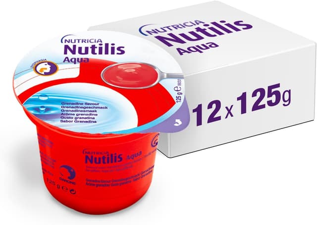 Detalle de Nutilis Aqua Gel Granatina, acqua gelificata pronta all’uso per gestione dietetica della disfagia (12 x 125 g)