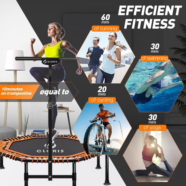 Detalle 2 de CLORIS Foldable Fitness Trampoline 48″, 450 lbs rebounder 🏋️♀