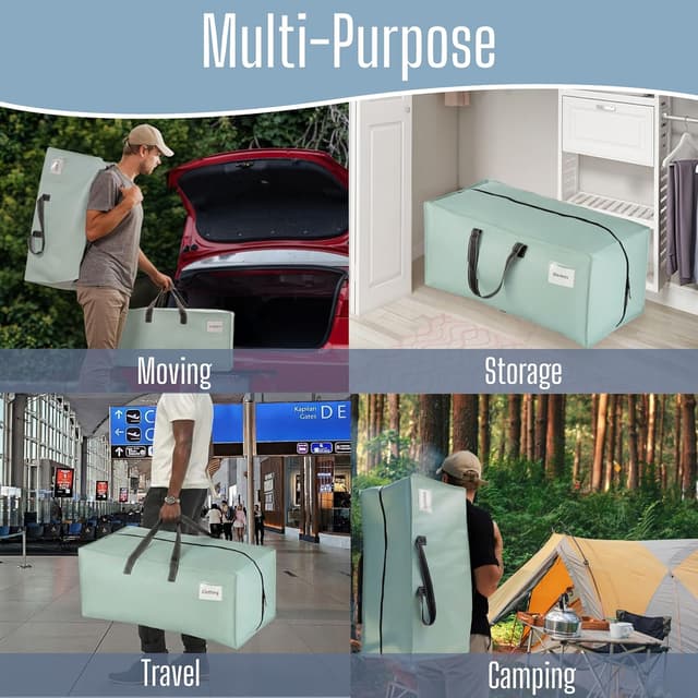 Thumbnail 6 de VENO 8-Pack Heavy-Duty Extra Large Moving Bags with Backpack Straps (Light Green Matte) for packing & laundry storage