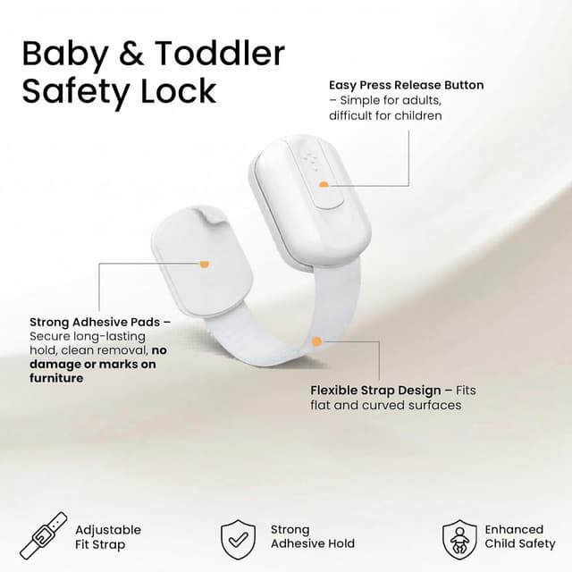 Detalle de Cheeky Monkey® Cupboard Locks for Children (10 Pack) – Baby Proofing Cabinet & Drawer Safety Straps