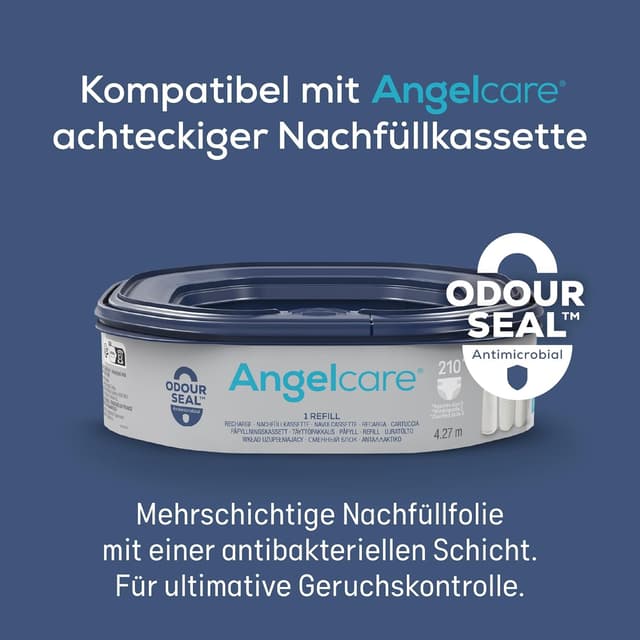 Detalle 2 de Angelcare Original Dress-Up XL Windeleimer mit 1 Nachfüllkassette – geruchsarme Windelentsorgung