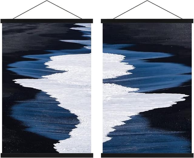 Detalle de Sanauto A1 Magnetic Wooden Poster Frame Hangers (61cm) – Black, 2 Pack