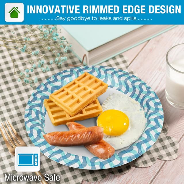 Detalle 2 de Ginkgo 100-Count 10-Inch Paper Plates (Heavy-Duty, Thickened) for Holiday, Party, Picnic & Everyday