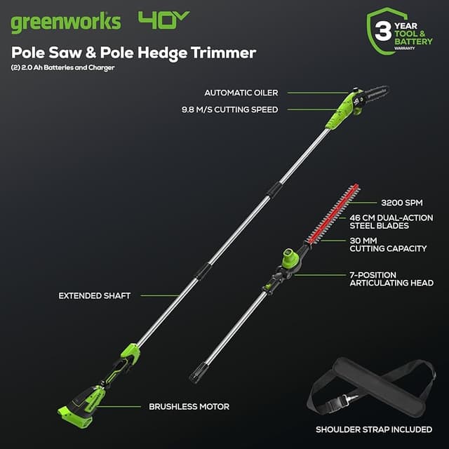 Thumbnail 1 de Greenworks G40PSHK2 Sierra y cortasetos 40 V 2 Ah 💇