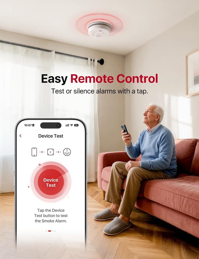 Thumbnail 6 de X-Sense Smart Smoke Alarm with SBS50 Base Station (SD11-MR31) — app alerts and wireless interlink