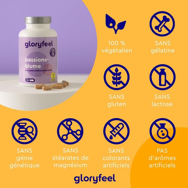 Detalle de Extrait de Passiflore 5:1 937,5 mg – 240 capsules végétaliennes (approvisionnement 4 mois)