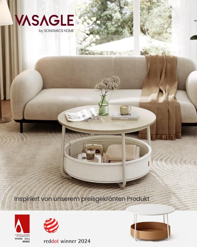 Detalle 2 de Runder Couchtisch mit Stauraum LCT244K01