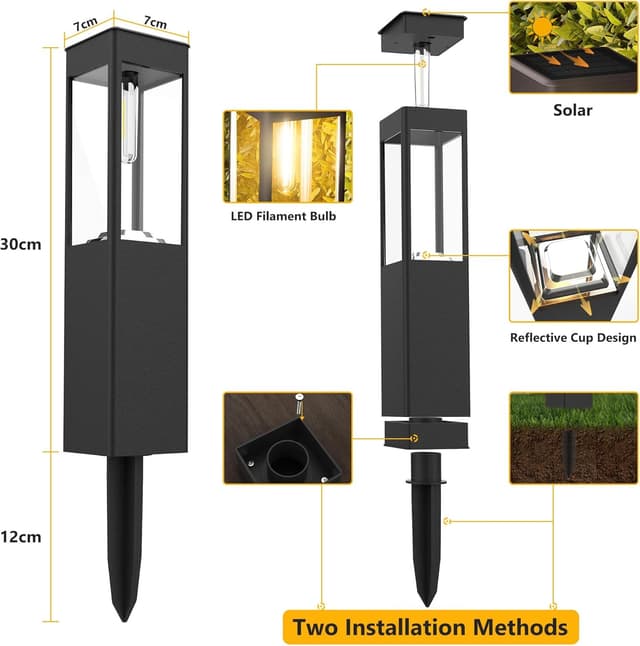 Detalle 2 de Joomer Solarlampen für Außen Garten – LED Solarleuchten (Warmweiß), 4er-Set, wetterfest