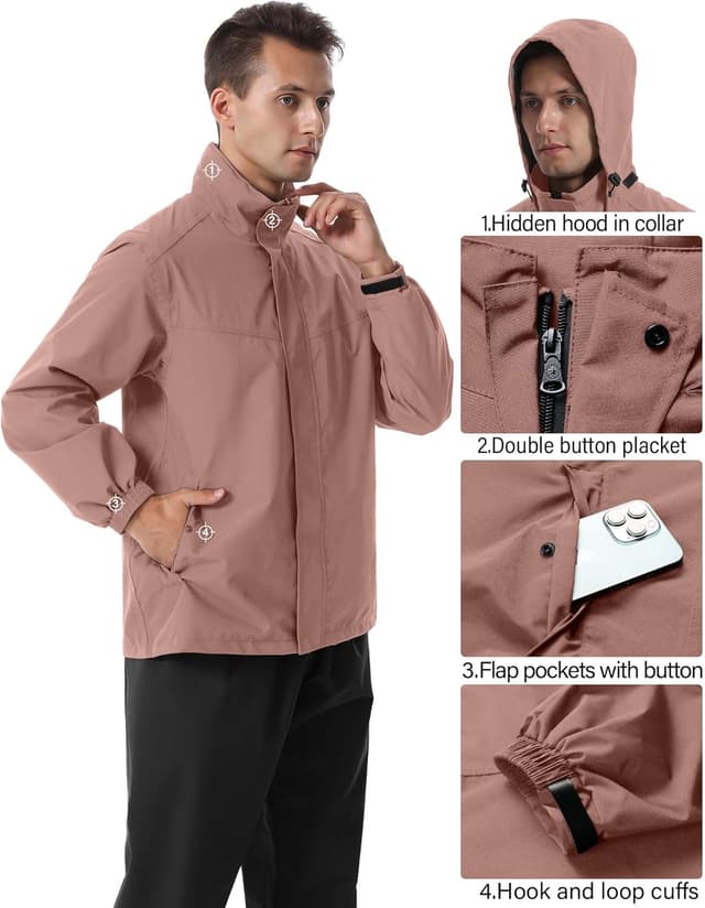 Thumbnail 1 de iCreek Rain Suit Waterproof Hooded Rain Gear Jacket Pants