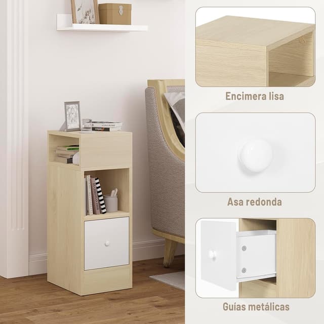 Detalle 2 de EUGAD 2X Mesitas de Noche Modernas de Madera 🌙